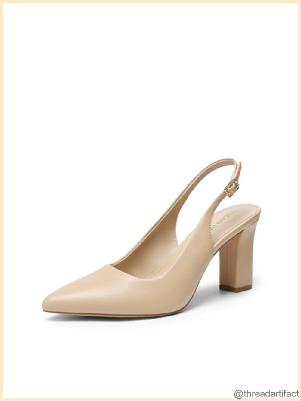 Womens Slingback Chunky Block Heel Pumps Pointed Toe Business Casual Heels